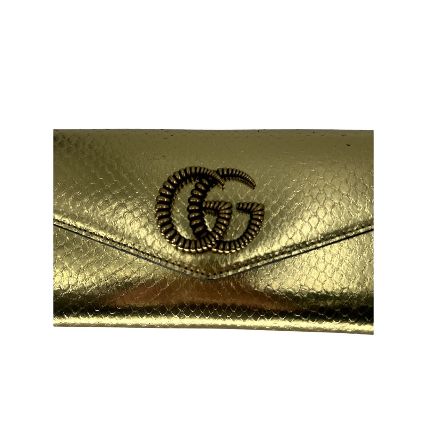 Gucci Leather Snake Skin GG Logo Broadway Clutch Bag