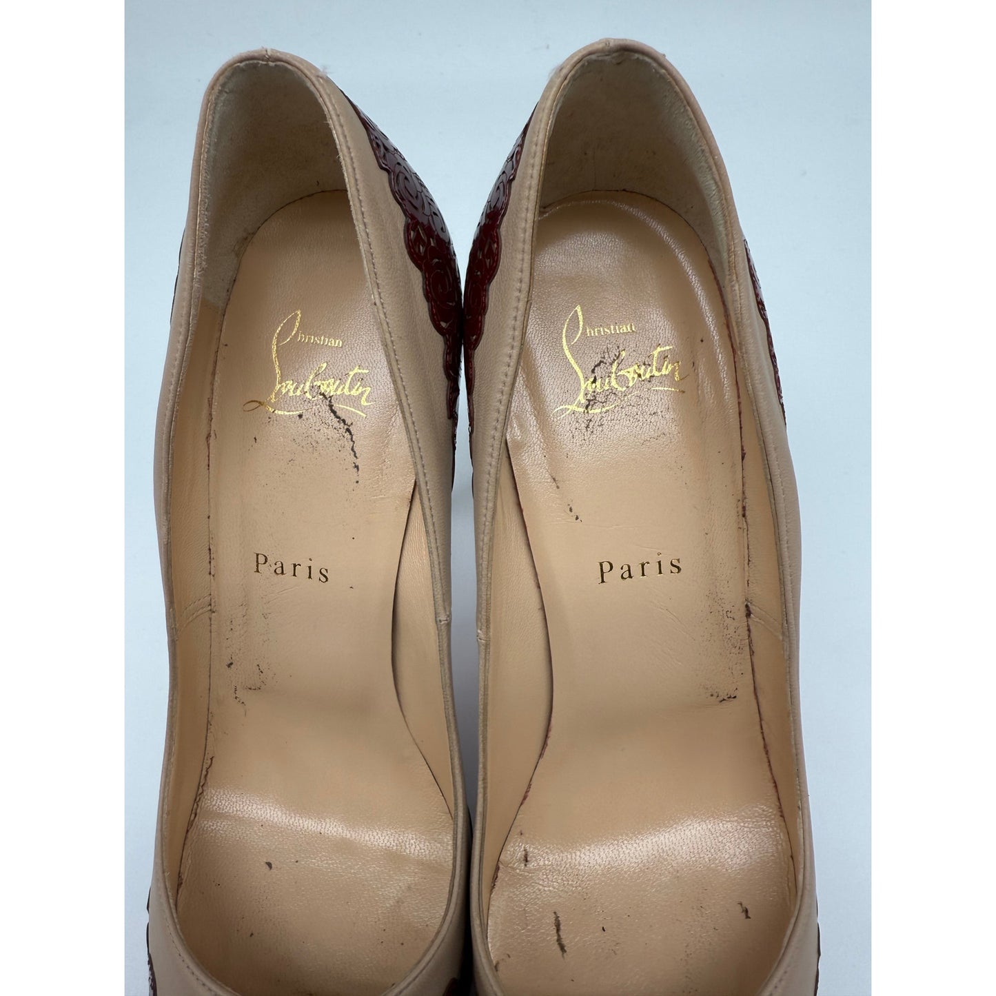 Christian Louboutin Leather Floral Trim Patent Veramucha Pumps