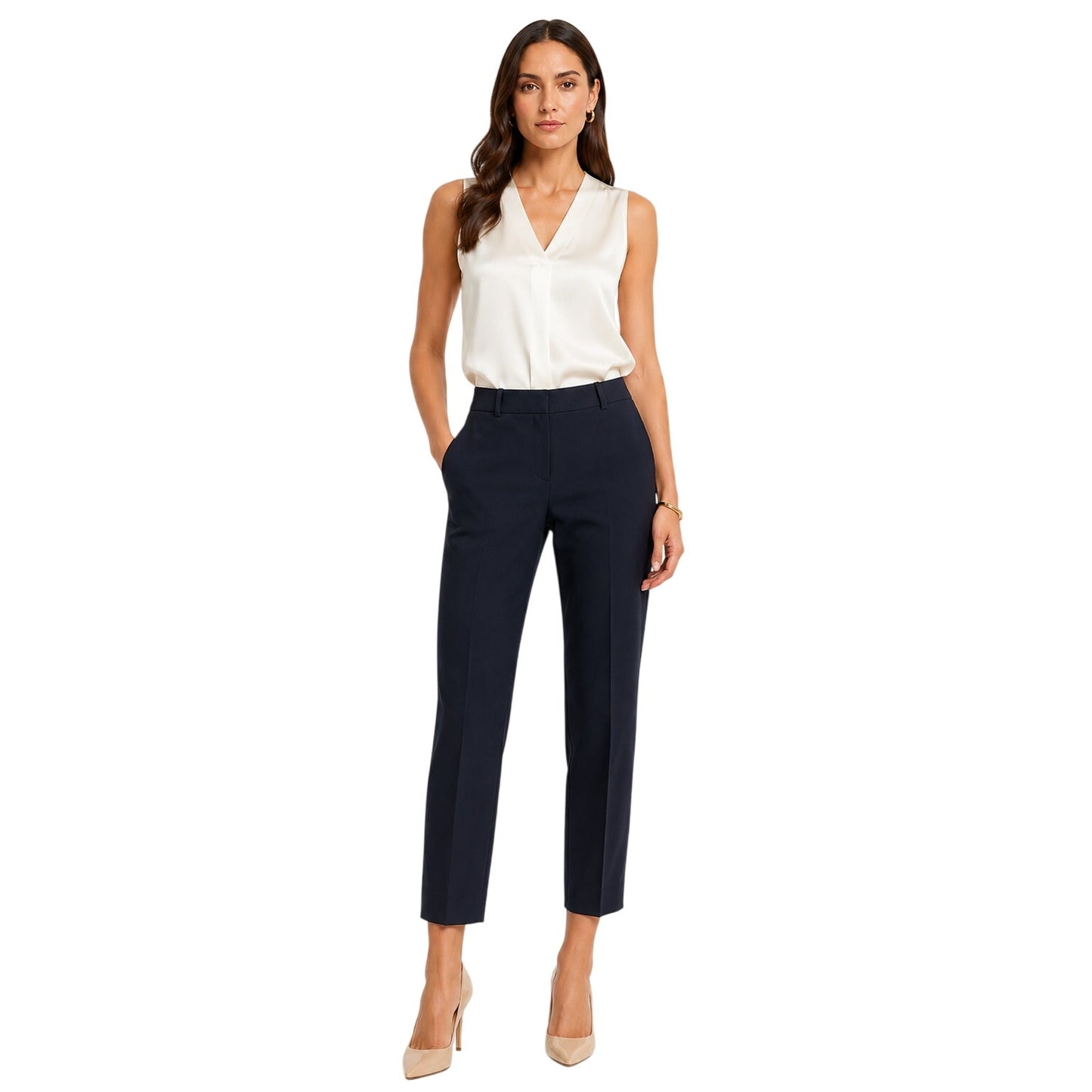 Theory Tailored Straight Leg High Waisted Trousers