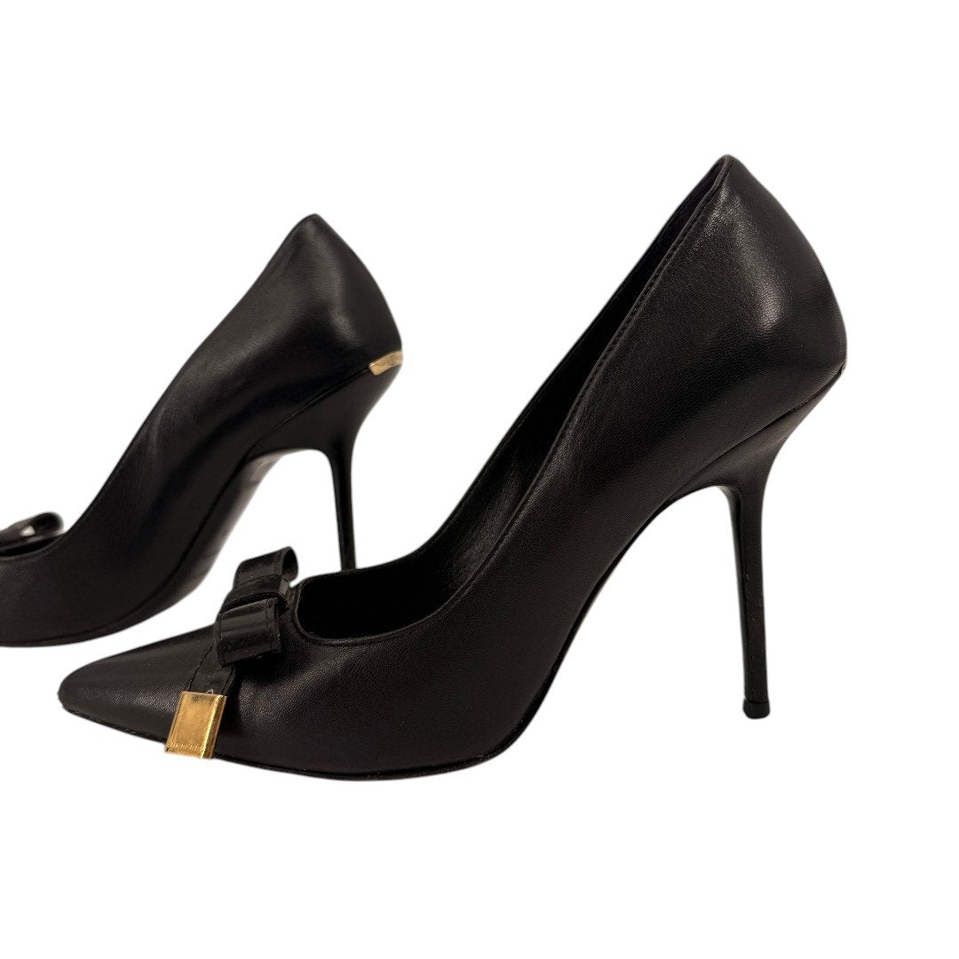 Burberry Soden Leather Pointed Toe Slip On Stiletto Pumps