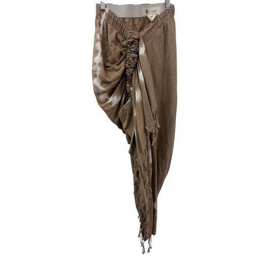 Just Bee Queen Brown Cotton Ruffle Accent High-Low Midi Skirt  Women's