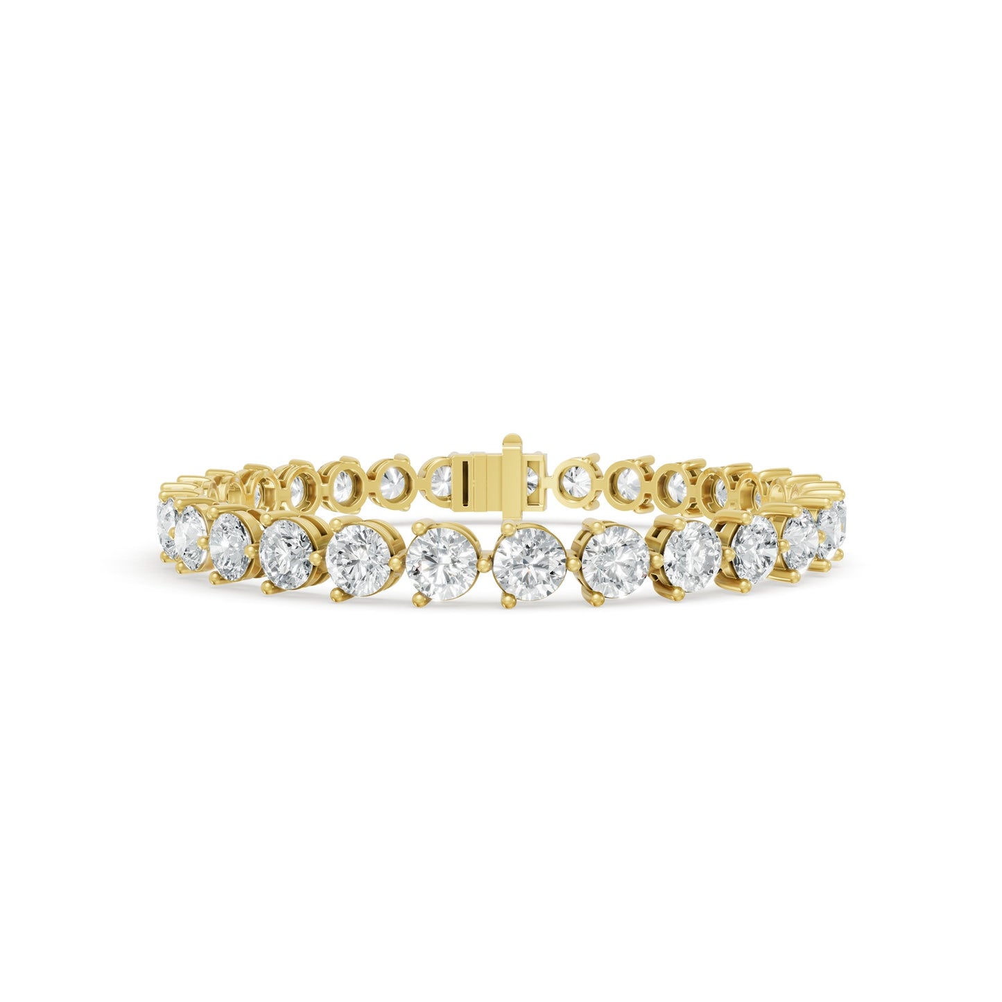 14.90 ctw Diamond 3 Prong Bracelet 14K Yellow Gold Tennis Bracelet