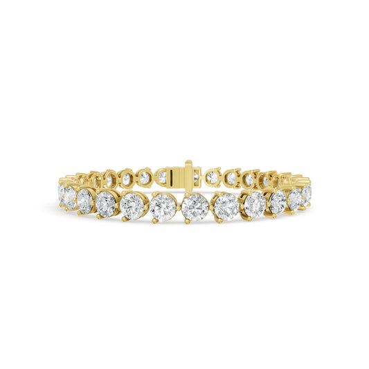 14.90 ctw Diamond 3 Prong Bracelet 14K Yellow Gold Tennis Bracelet