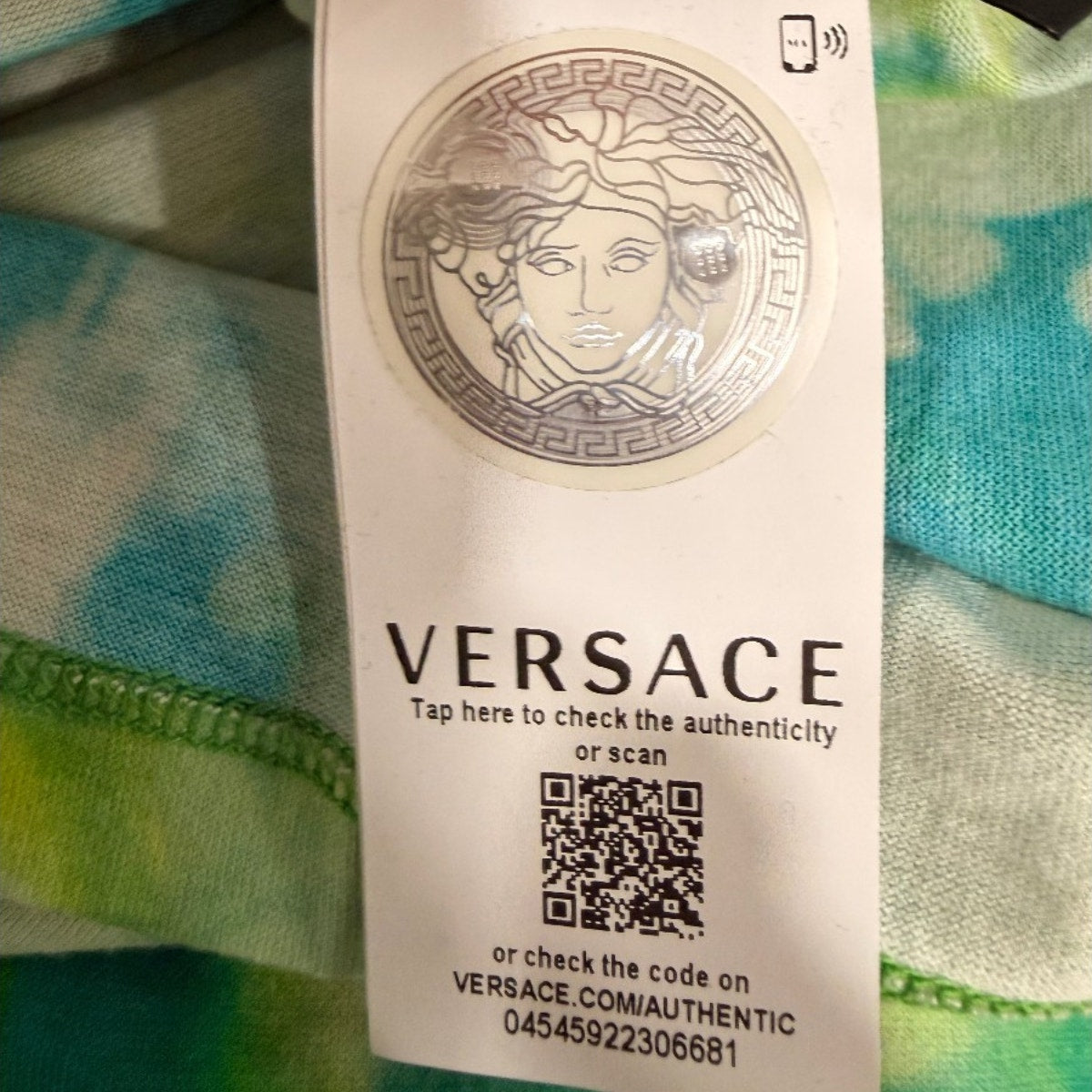 Versace Cotton Jersey Tie-Dye Medusa Print T-Shirt Green Women's Size 38