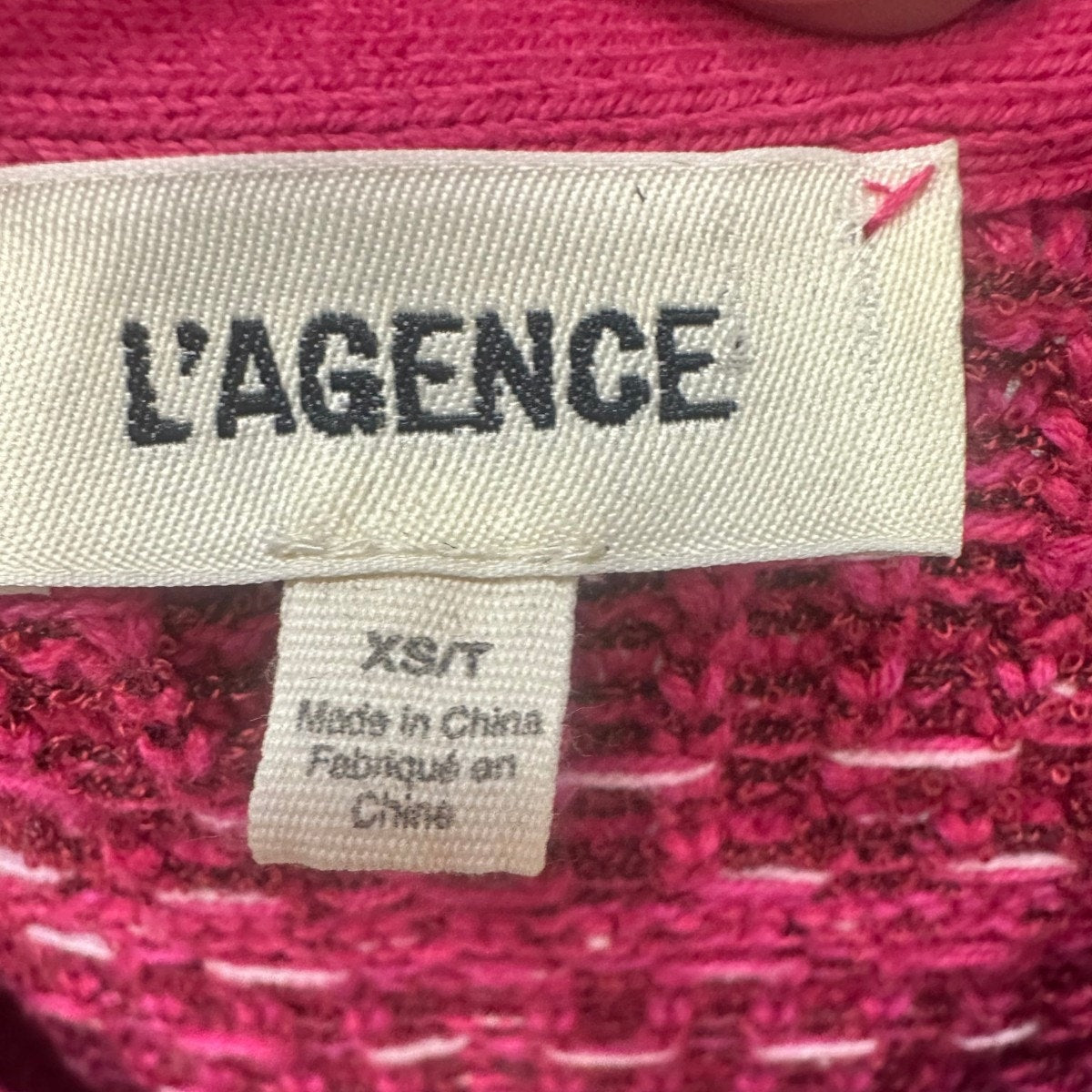 L'AGENCE Jenni Cotton Blend Tweed Knit Button Front Cardigan