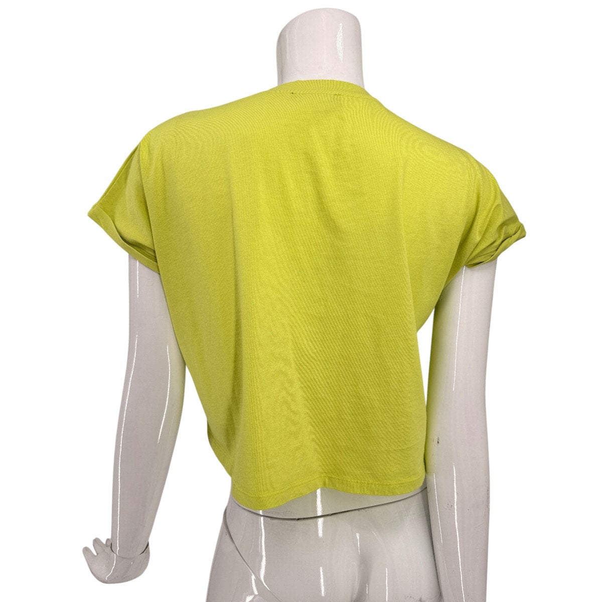 Balmain Cotton Cropped Short Sleeve T Shirt Neon Yellow Women's Size XS