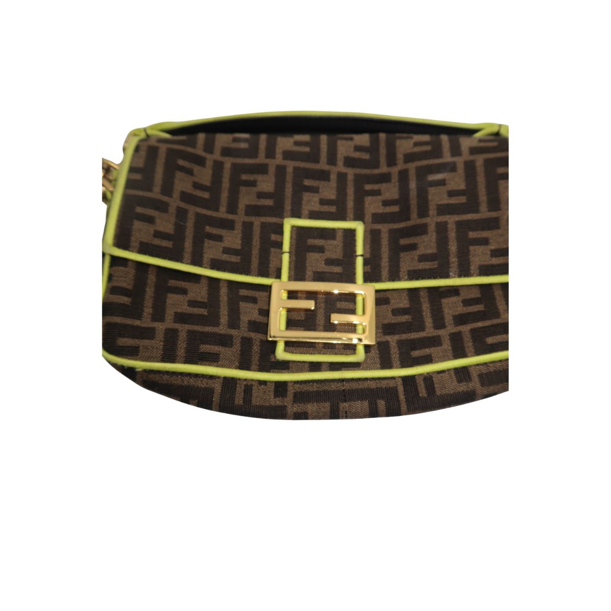 Fendi Zucca Embroidered FF Logo Canvas Baguette Shoulder Bag