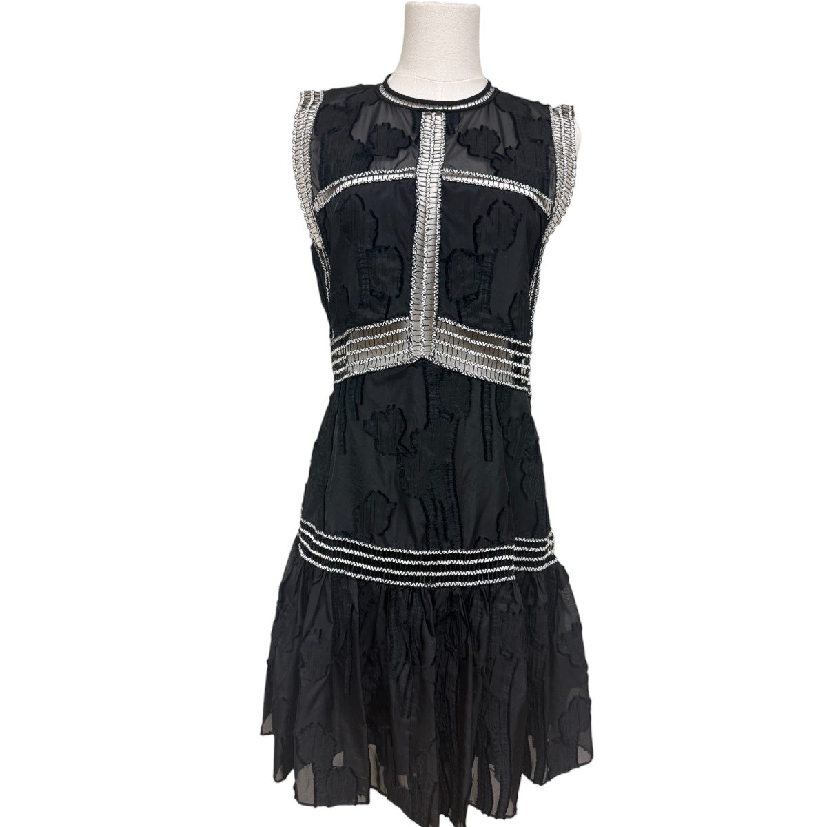 Alexis Rajani Black Sleeveless A-Line Mini Dress Lace Trim Women's