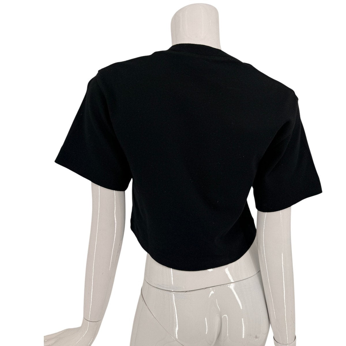 Off-White Cotton Typo Mix Crop Crew Neck T-Shirt