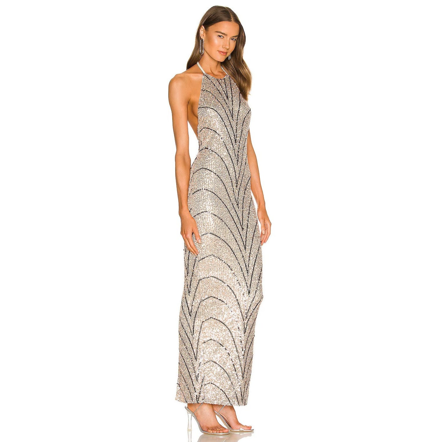 MIchael Costello x Relove Sequin Halter Neck Sheath Maxi Dress