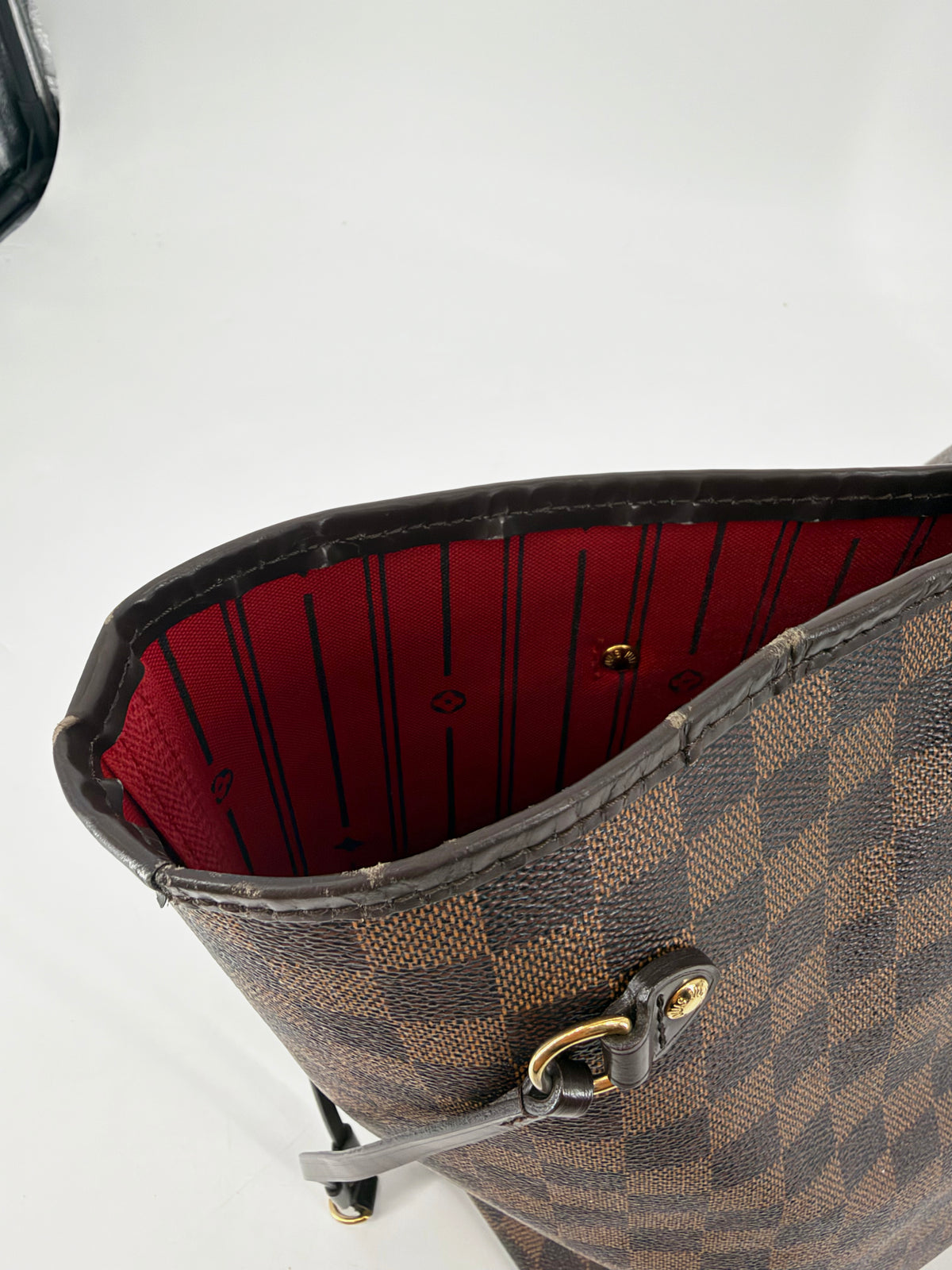 Louis Vuitton Damier Ebene Neverfull GM Tote Brown Red Interior