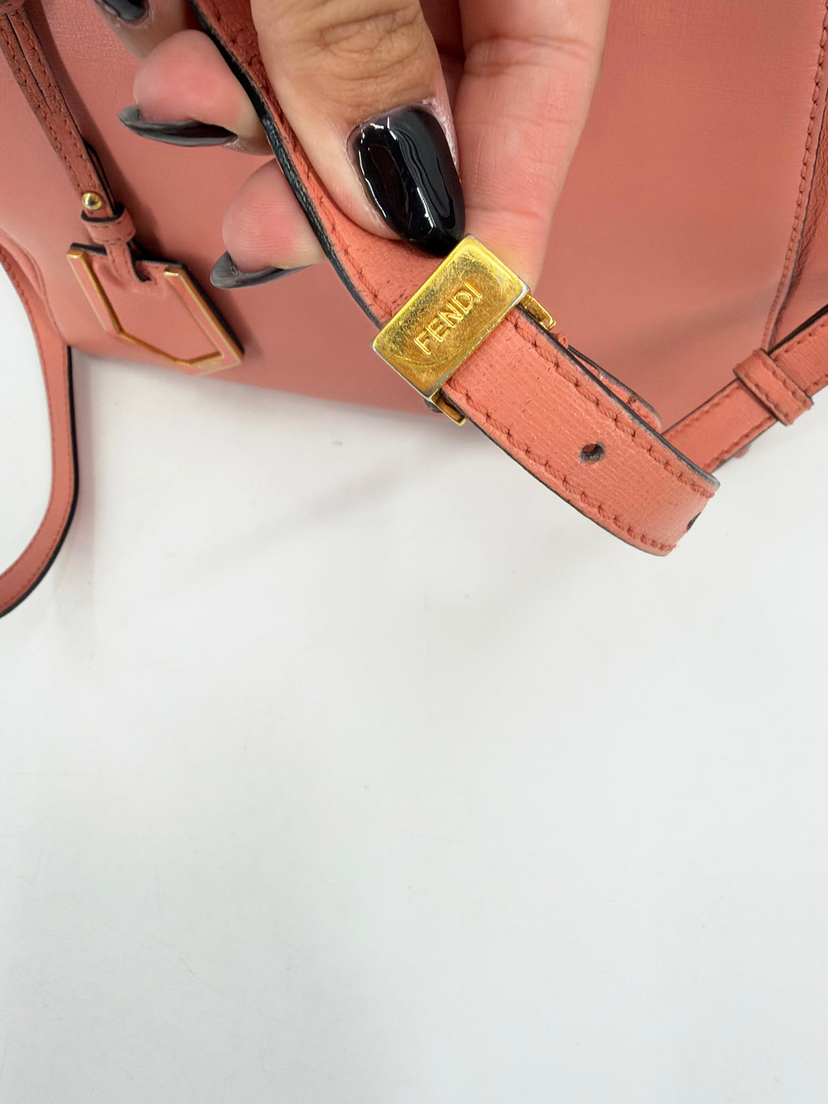 Fendi Petite 2Jours Pink Saffiano Leather Tote Crossbody Strap