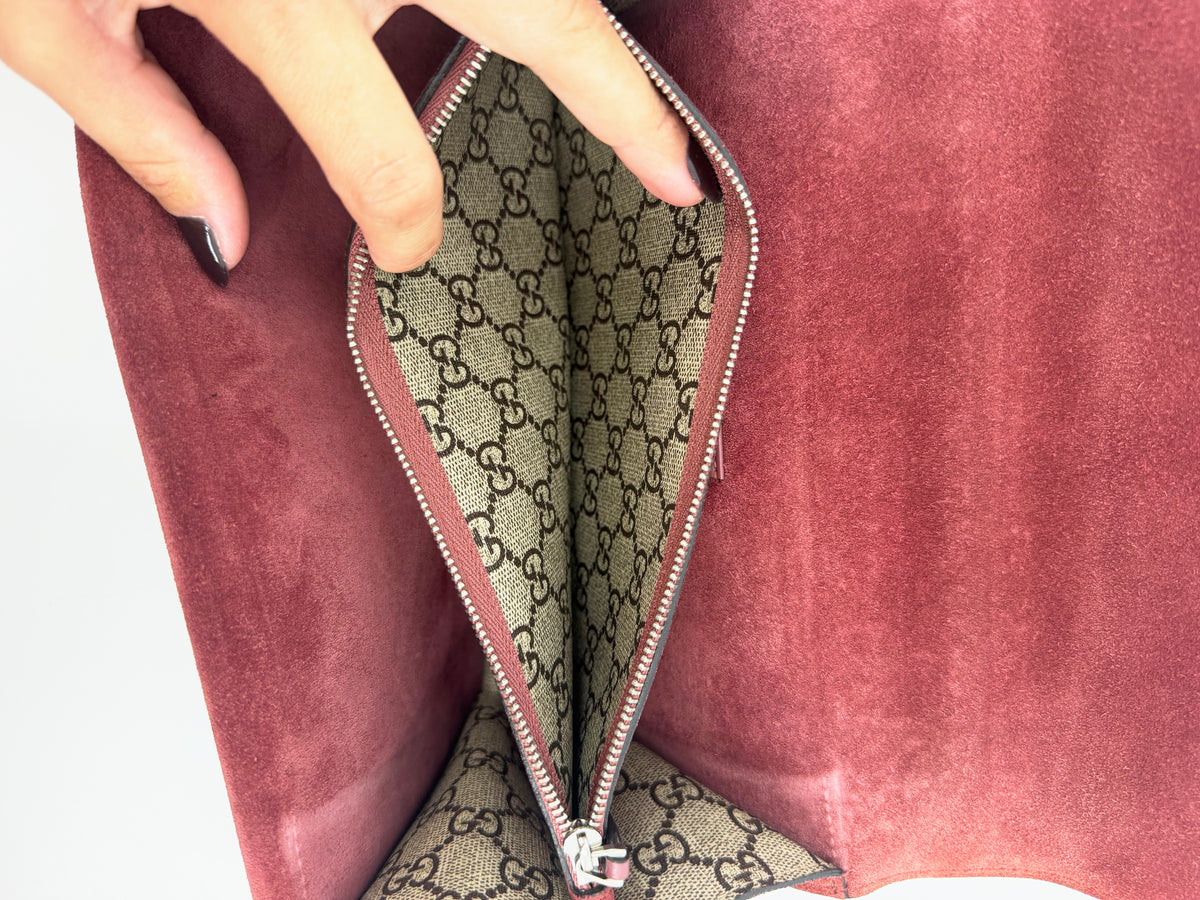 Gucci Dionysus GG Supreme Blooms Floral Shoulder Bag Red Suede