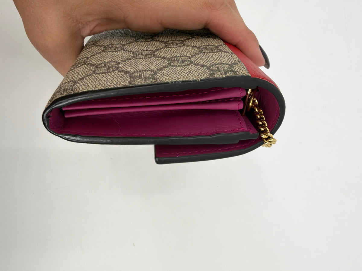 Gucci Padlock GG Supreme Red Leather Long Continental Wallet