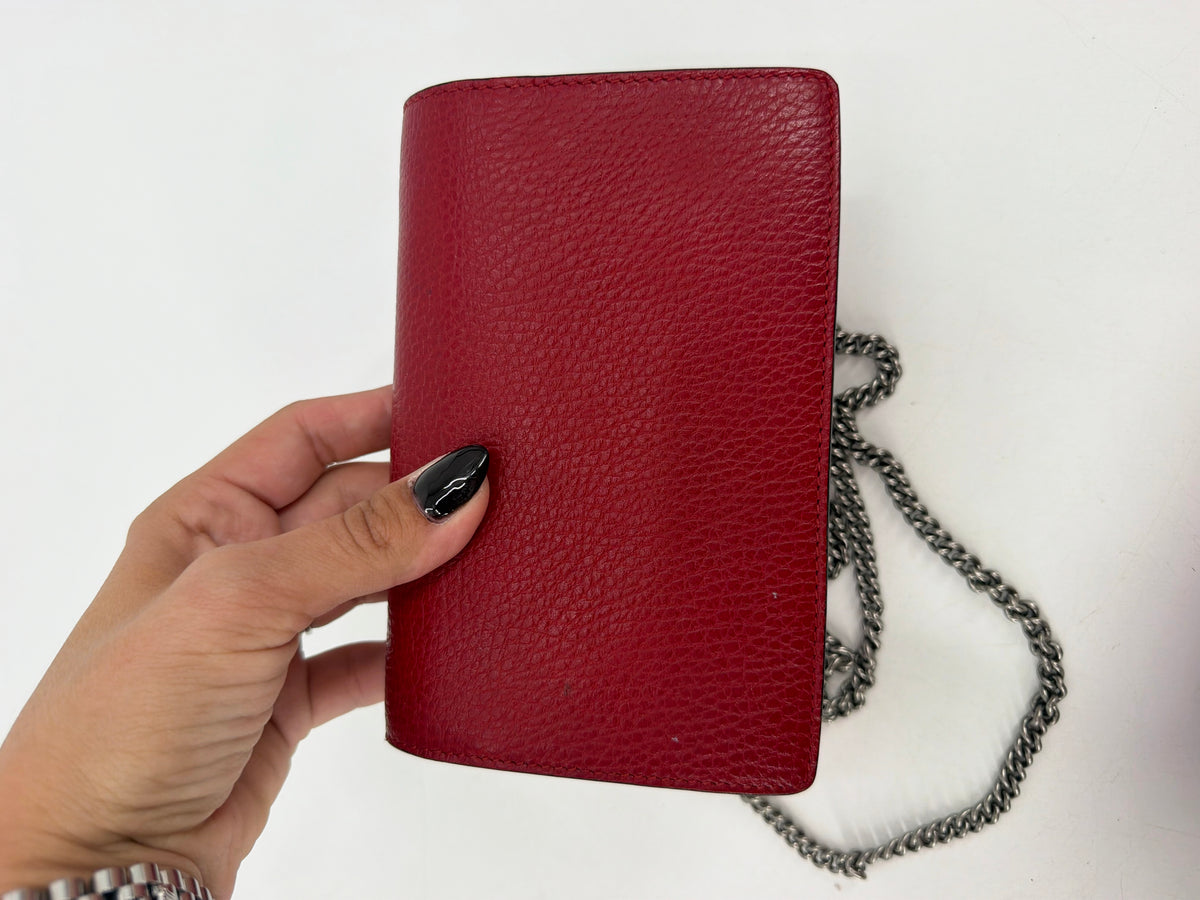Gucci Dionysus Super Mini Red Leather Bag Crystal Tiger Head