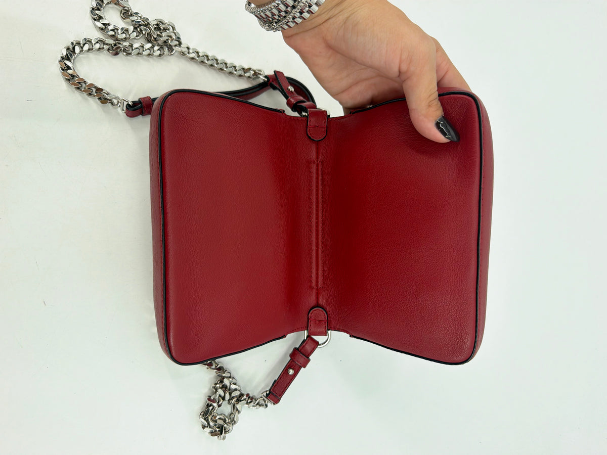 Fendi Monster Bag Bugs Eyes Red Leather Micro Baguette