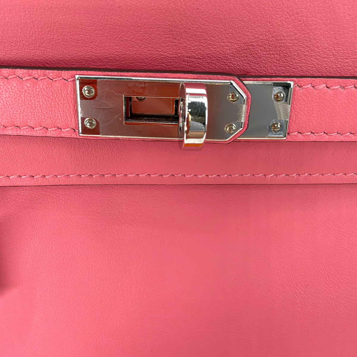 Hermès Kelly 25 Retourné Rose Azalée Swift Palladium Hardware 2024 Full Set
