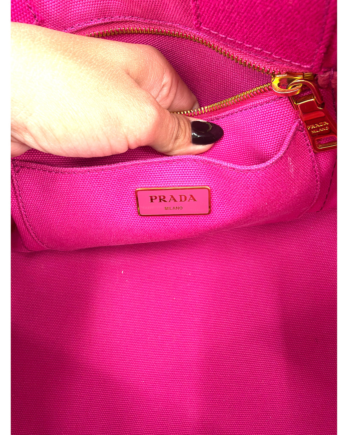 Prada Canapa Logo Canvas Tote Bag Fuchsia Pink
