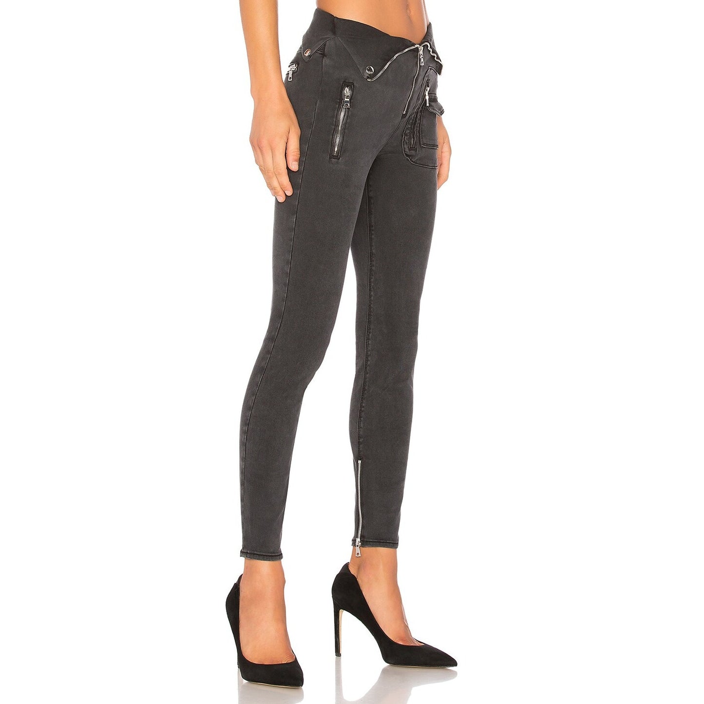 RTA Diavolin Mid-Rise Denim Skinny Jeans Washed