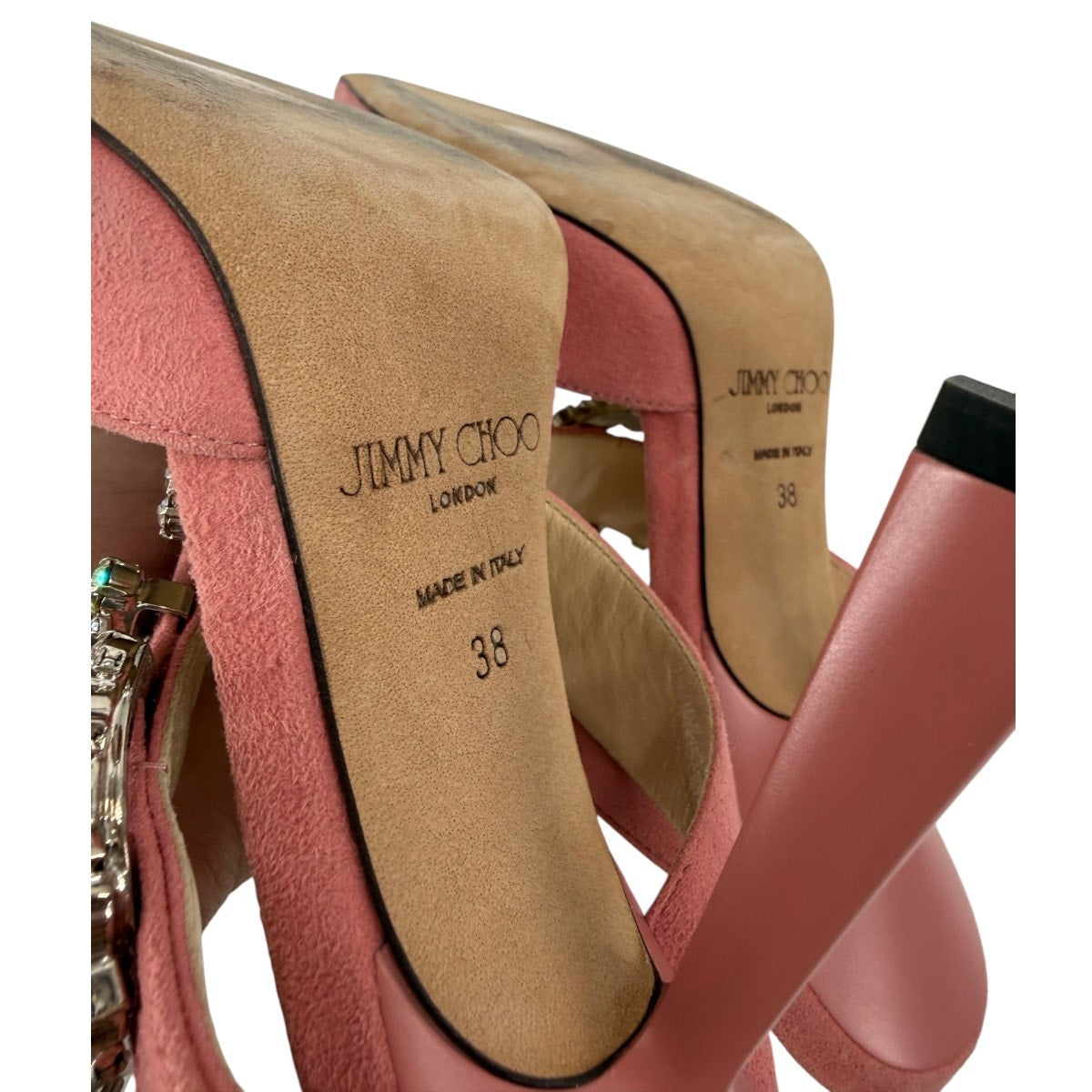 Jimmy Choo Smokey 100 Crystal Buckle Suede Mules