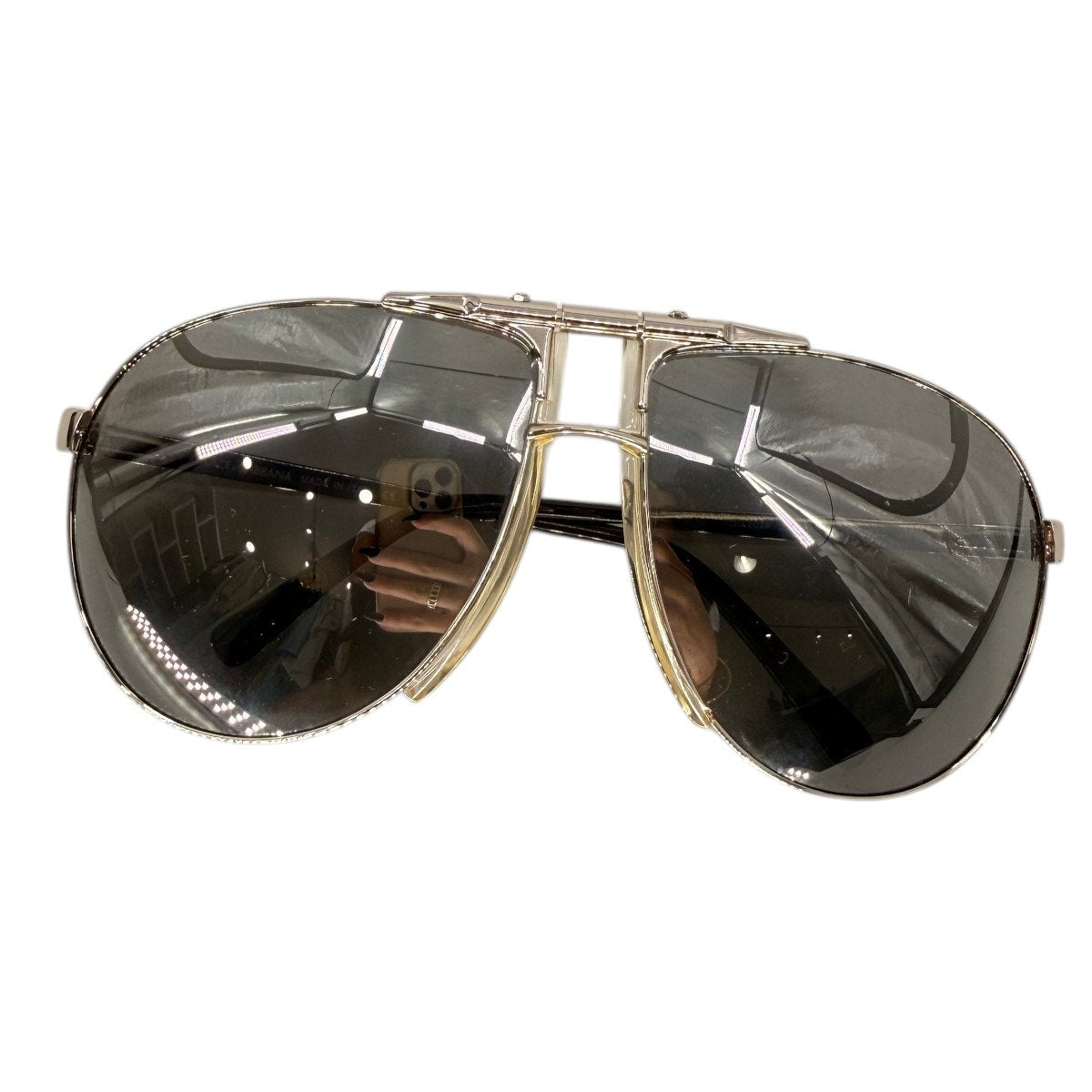 Dolce & Gabbana Vintage Y2K DG2029 Aviator Sunglasses Silver Black 63-14-130