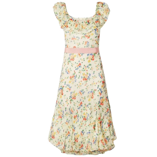 Loveshackfancy Floral Confetti Silk Floral Print Faith Midi Dress Women's