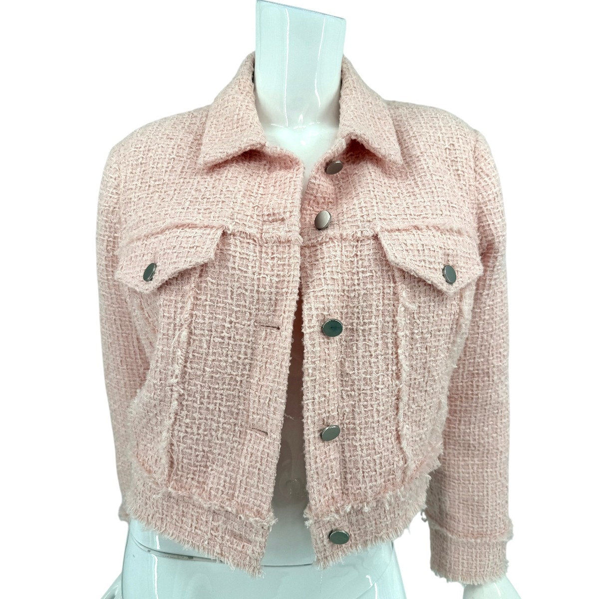 Alice + Olivia Tweed Collated Button Front Crop Jacket