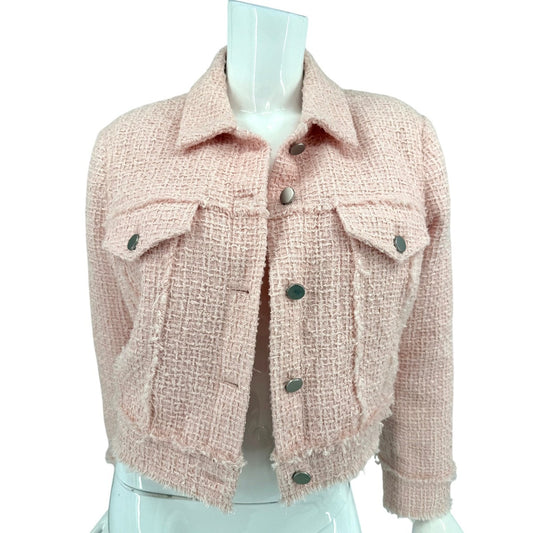 Alice + Olivia Tweed Collated Button Front Crop Jacket