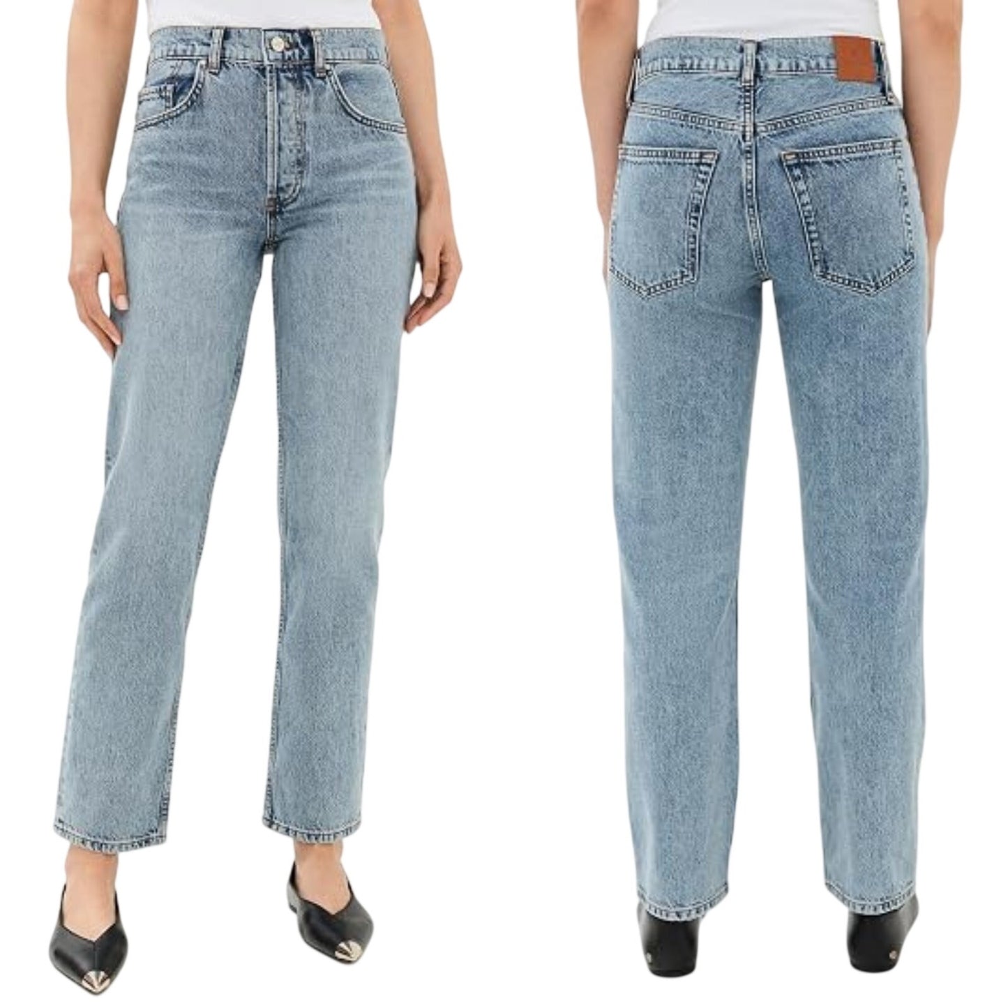 Anine Bing Benson High Rise Straight Leg Jeans Light Wash Women's Size 25
