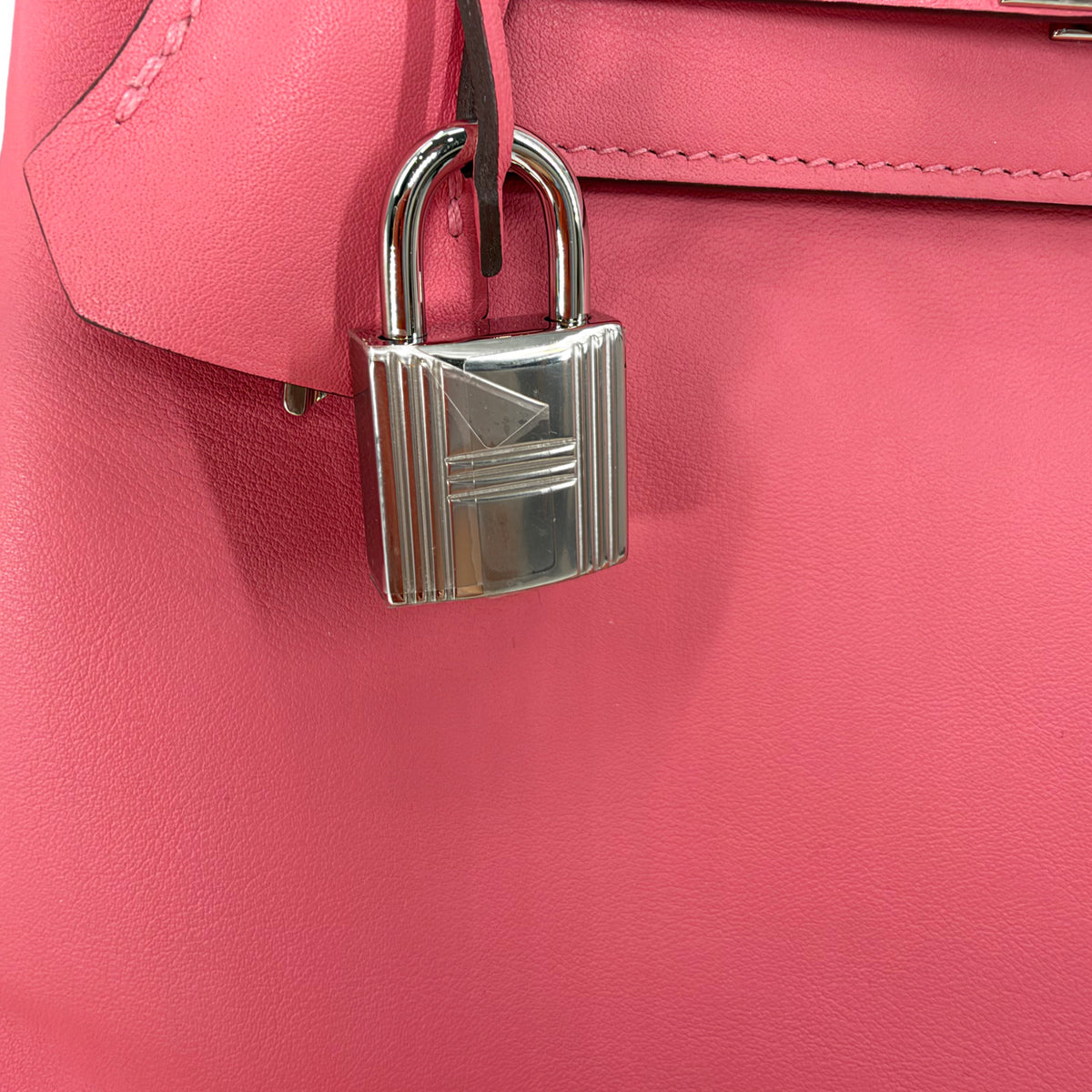 Hermès Kelly 25 Retourné Rose Azalée Swift Palladium Hardware 2024 Full Set
