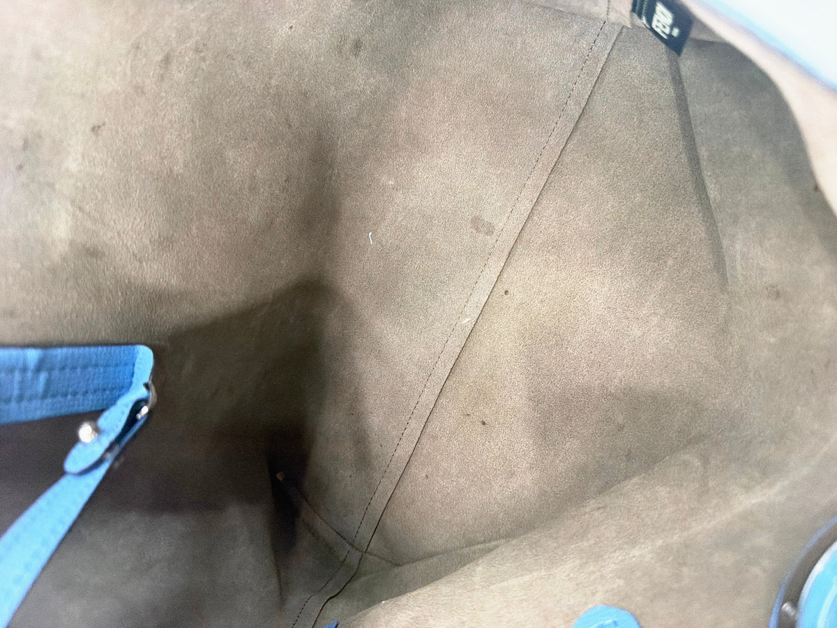 Fendi F Is Fendi Blue Leather Shopper Tote Bag