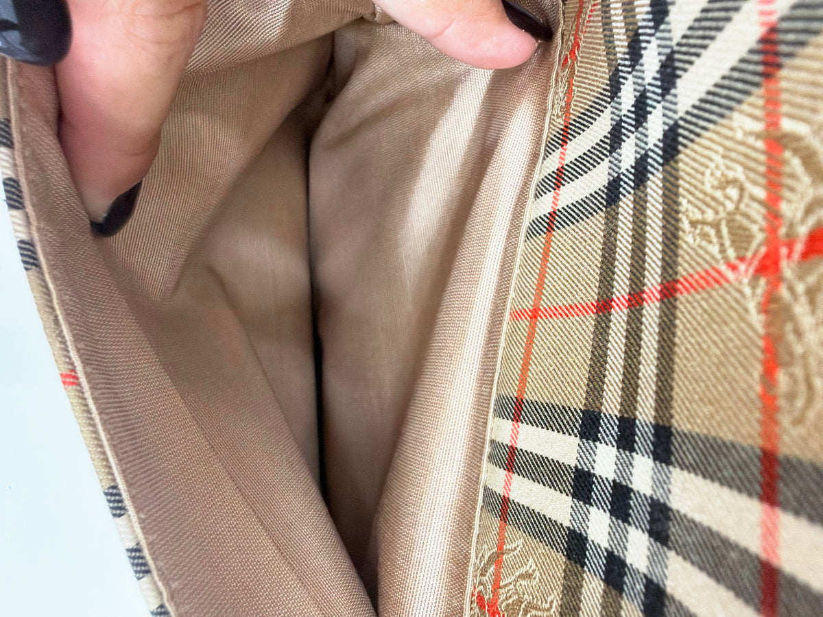Burberry Nova Check Canvas Red Leather Tote Bag