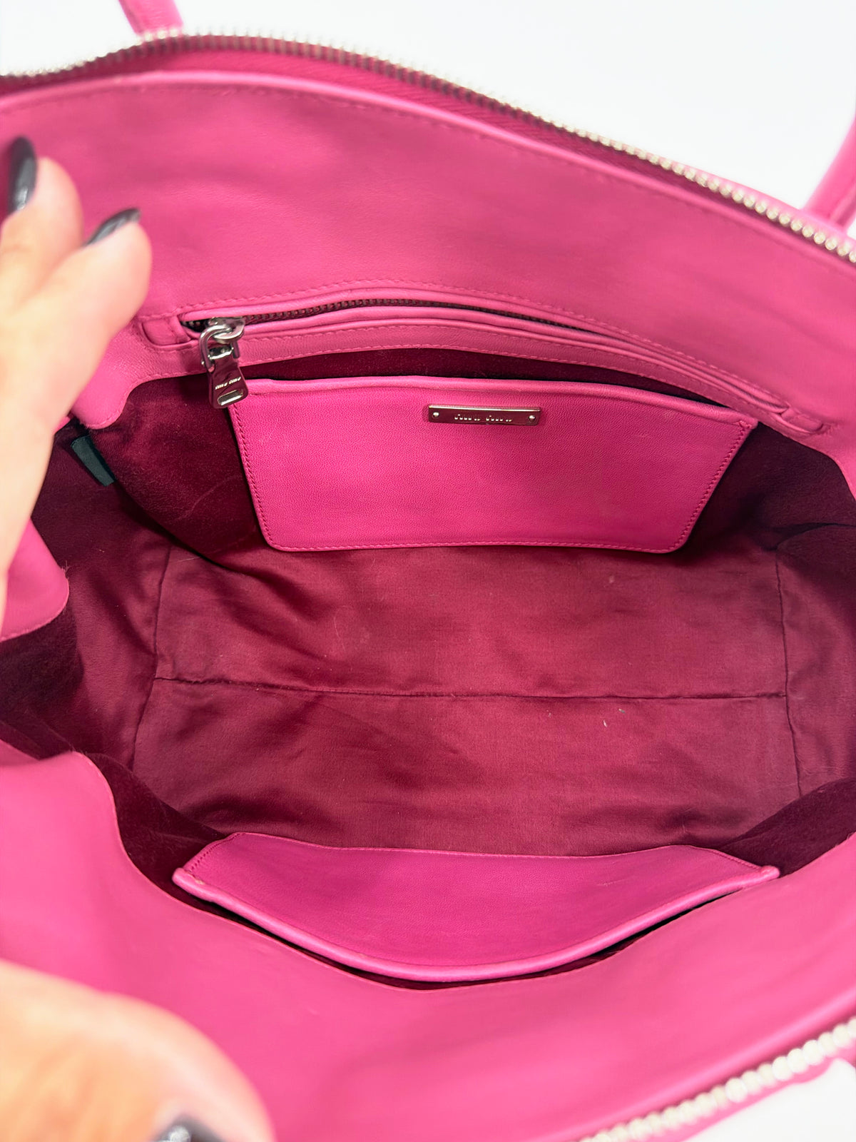 Miu Miu Matelasse Pink Leather Double Handle Tote Bag