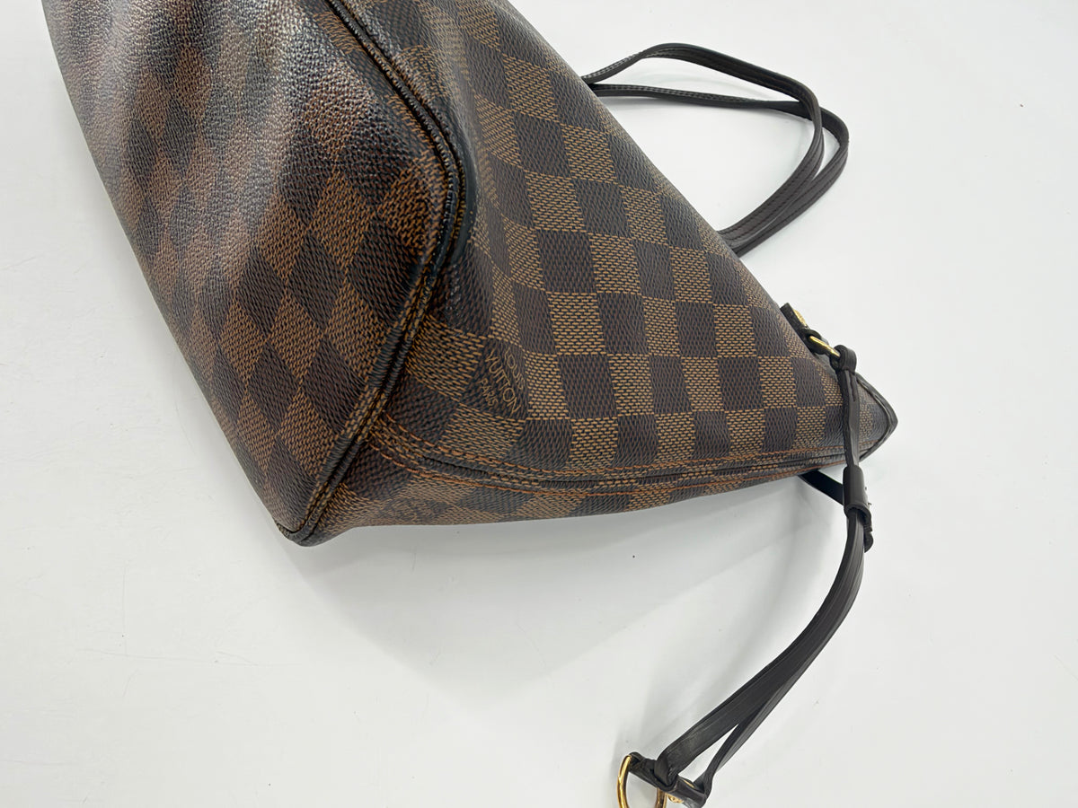 Louis Vuitton Damier Ebene Neverfull PM Tote Red Interior