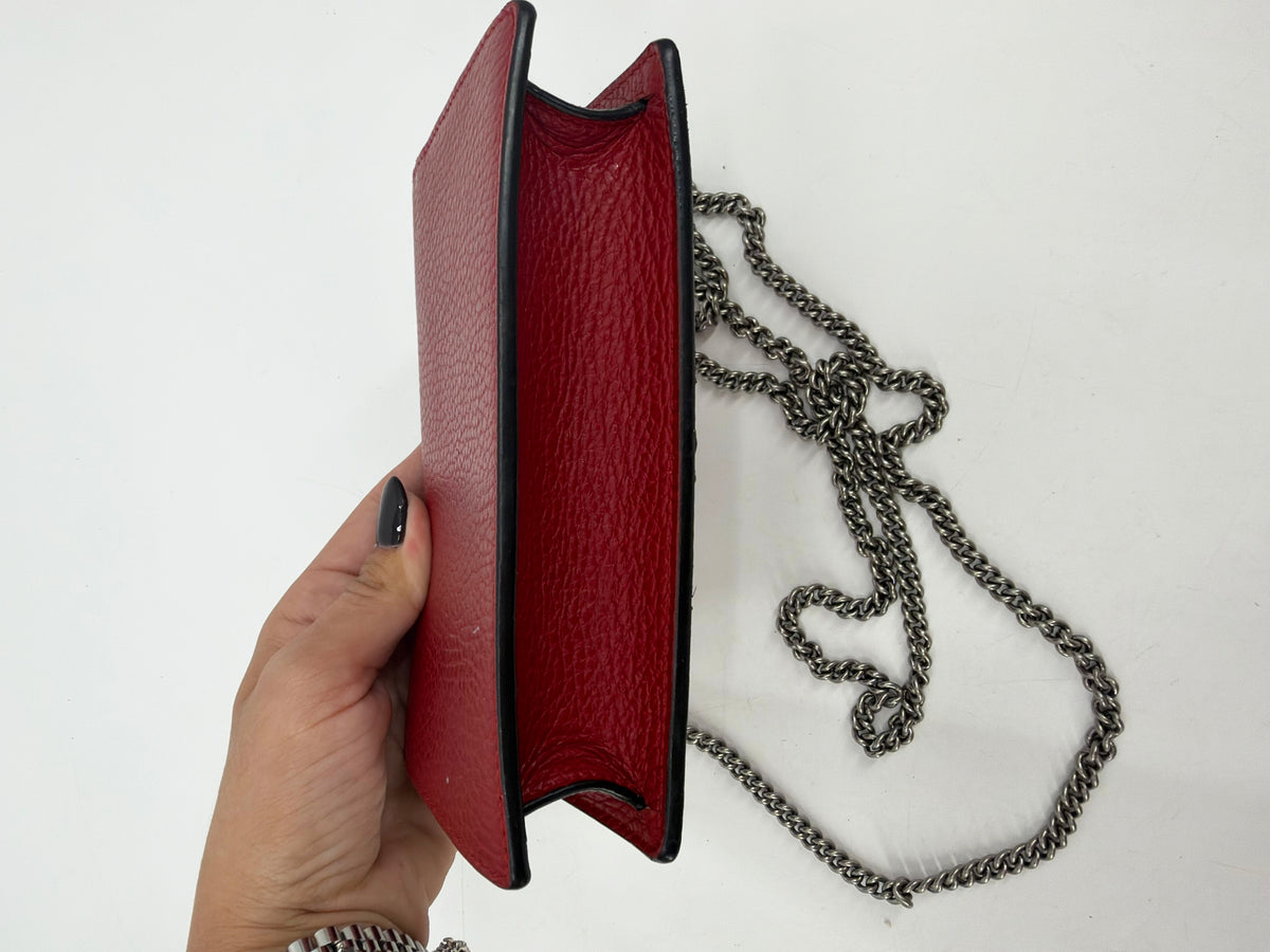 Gucci Dionysus Super Mini Red Leather Bag Crystal Tiger Head