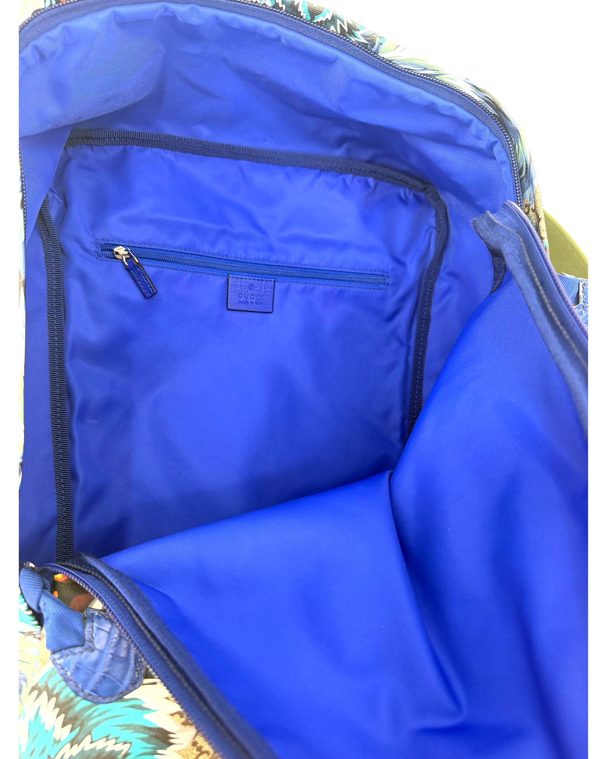 Gucci GG Supreme Tiger Print Backpack Multicolor Blue Trim