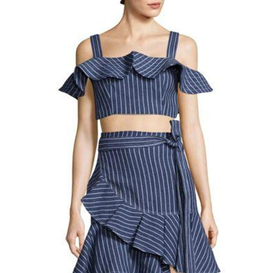 ALEXIS Denim Ruffle Benta Cropped Top & Skirt Set
