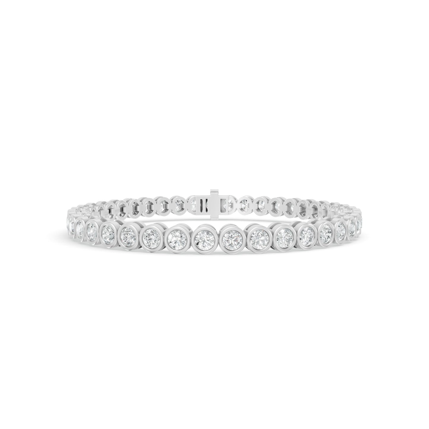 5.56 ctw Diamond Bezel 14K White Gold Tennis Bracelet