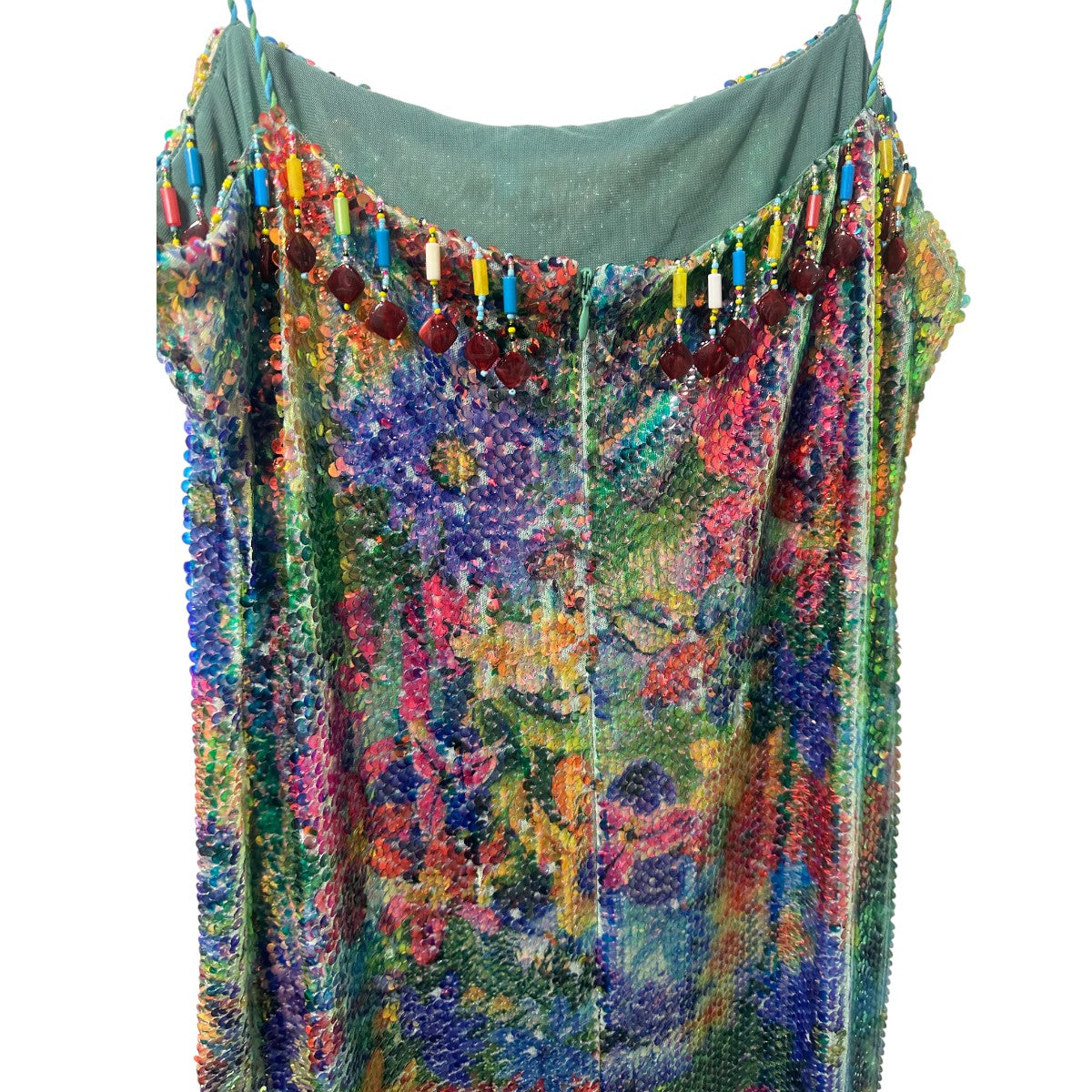 Alexis Aiya Beaded Sequin Spaghetti Straps Midi Dress Multicolor Size XL