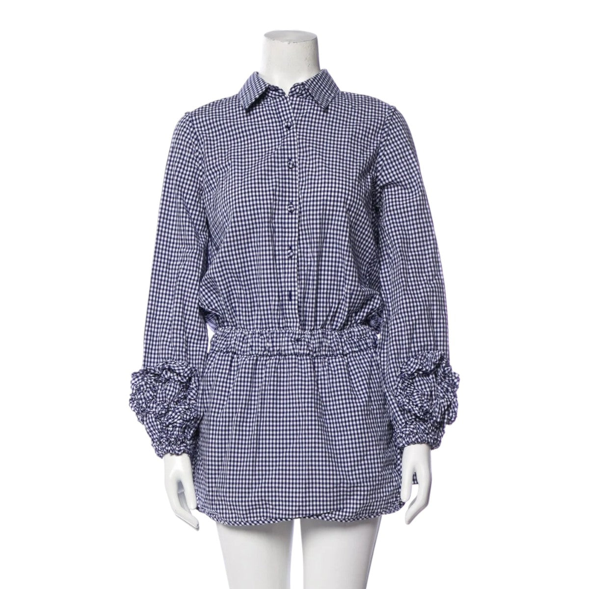 Alexis Ozi Gingham Ruffle Accent Skort Romper Blue Gingham Pattern Size XL