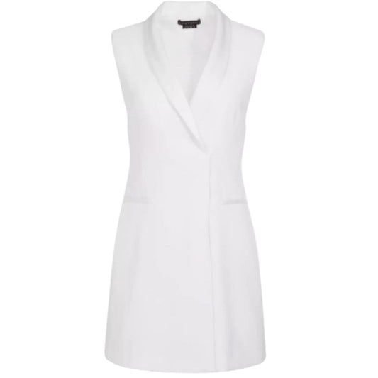 Alice + Olivia Valentina Sleeveless Tuxedo Blazer Mini Dress White Size 8