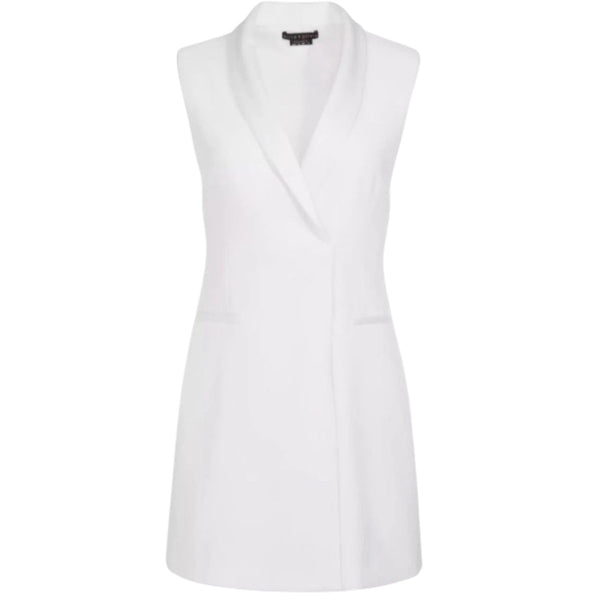 Alice + Olivia Valentina White Sleeveless Tuxedo Blazer Mini Dress