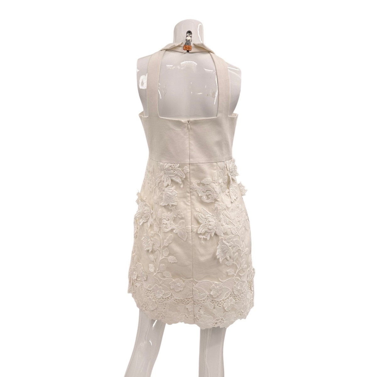 Alexis Bruna Ivory Floral Lace Halter Collared Mini Dress Women's Size Large