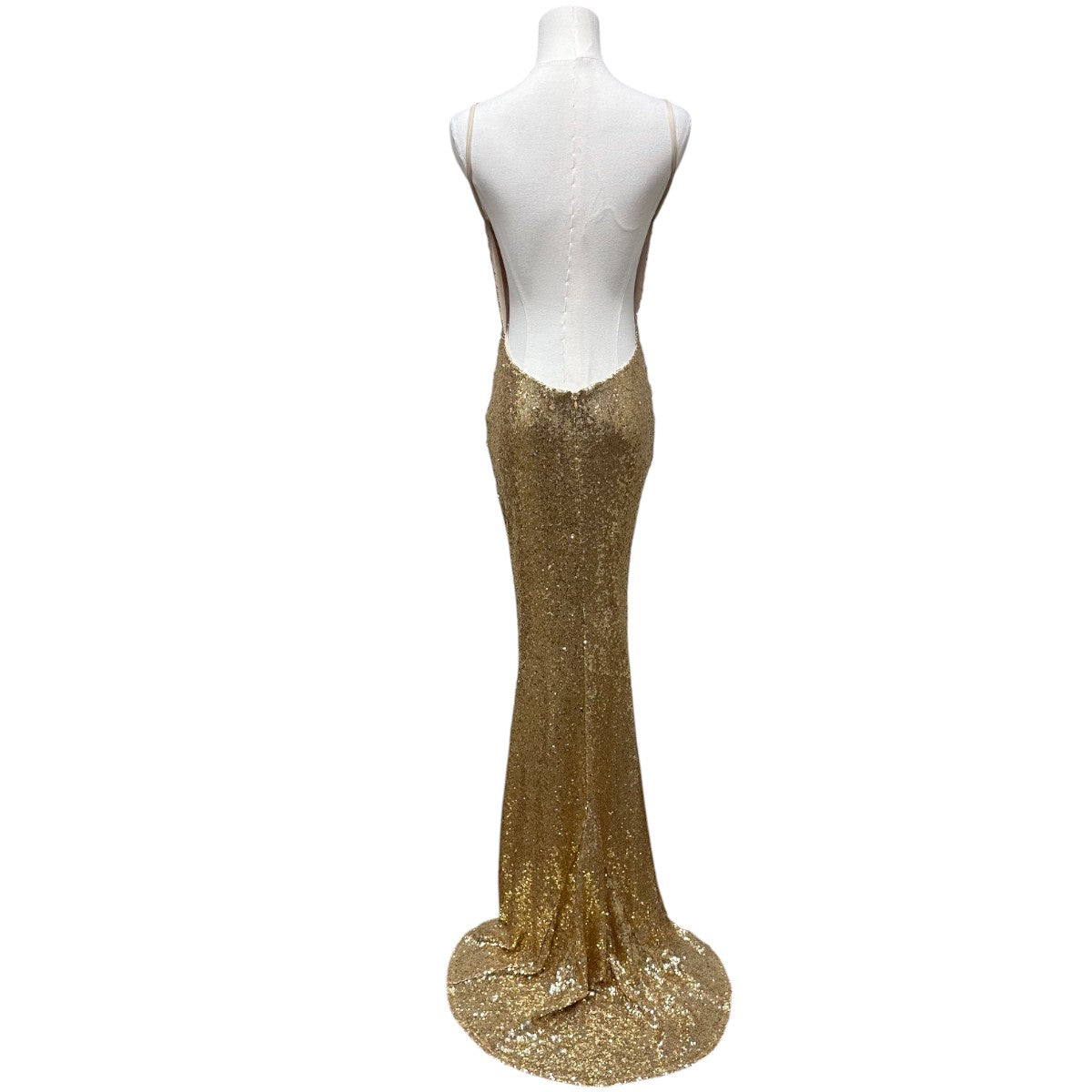 Alamour Yassmine Gold Sequin Backless V-Neck Mermaid Maxi Dress