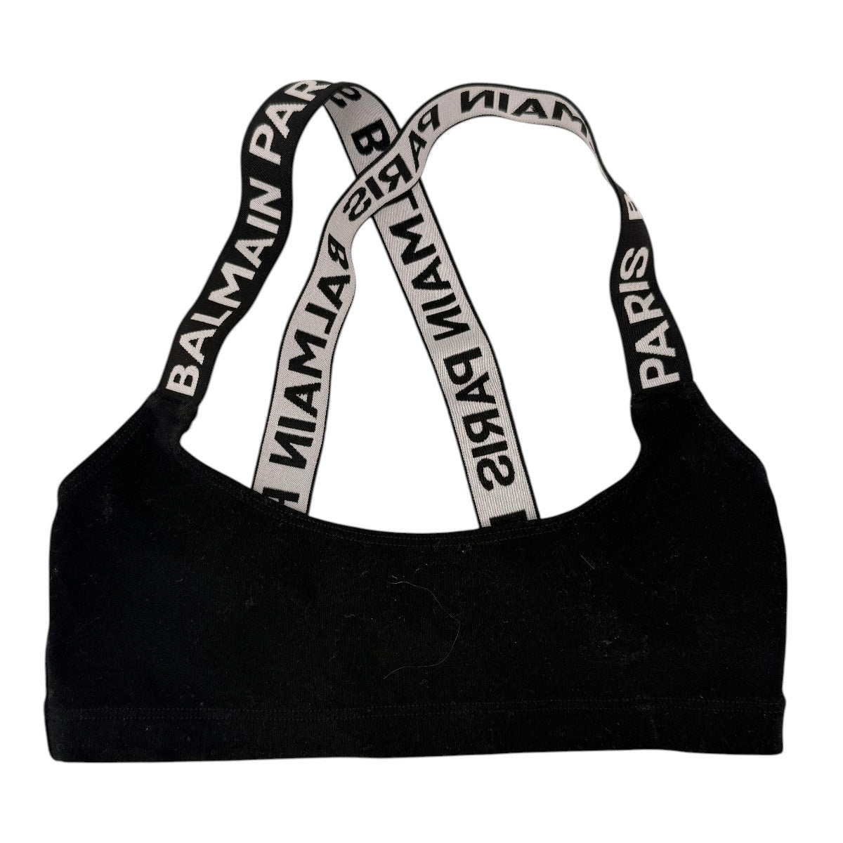 Balmain Logo Strap Cross Back Pullover Sports Bra