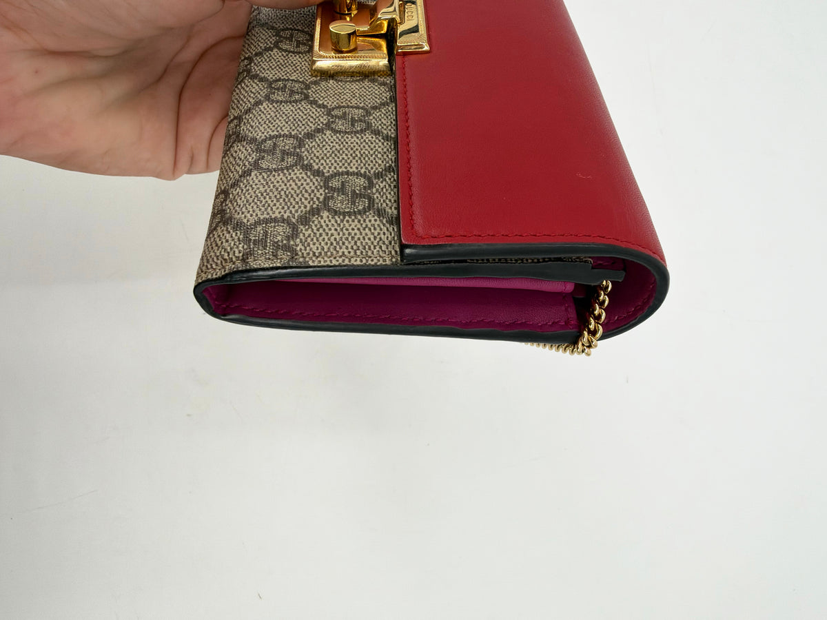 Gucci Padlock GG Supreme Red Leather Long Continental Wallet