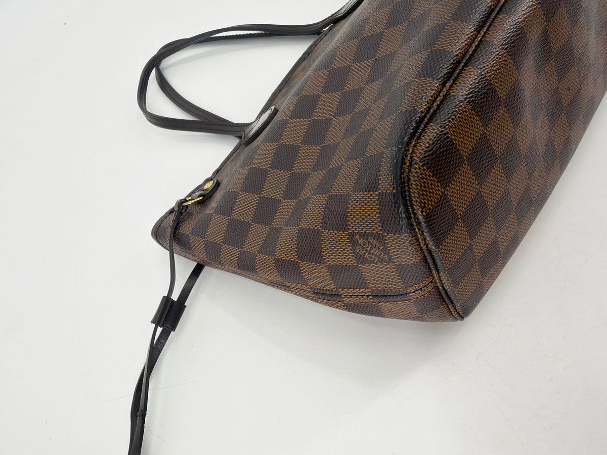 Louis Vuitton Damier Ebene Neverfull PM Tote Red Interior