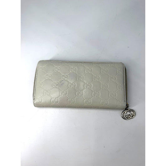Gucci Guccissima Leather Zip Around Continental Wallet Ivory