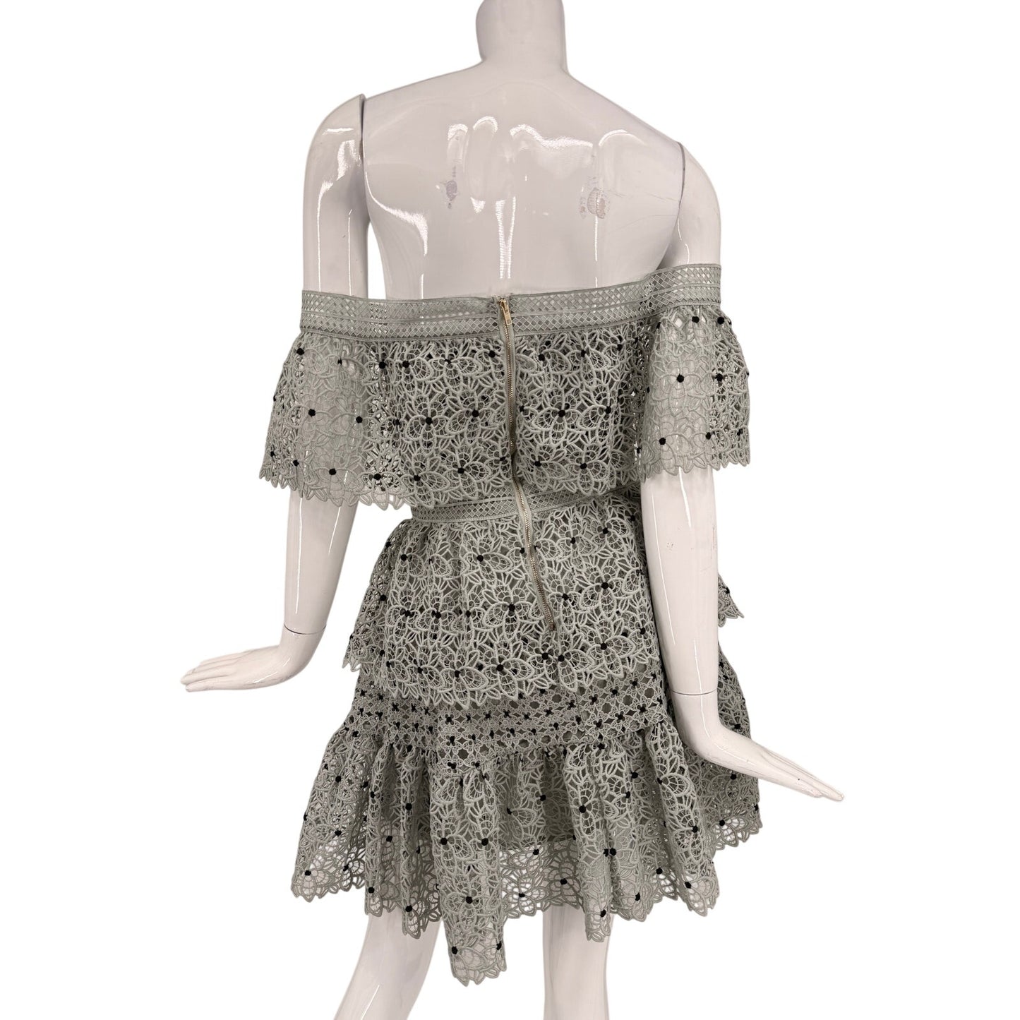 Self-Portrait Guipure Lace Floral Off-Shoulder Mini Dress