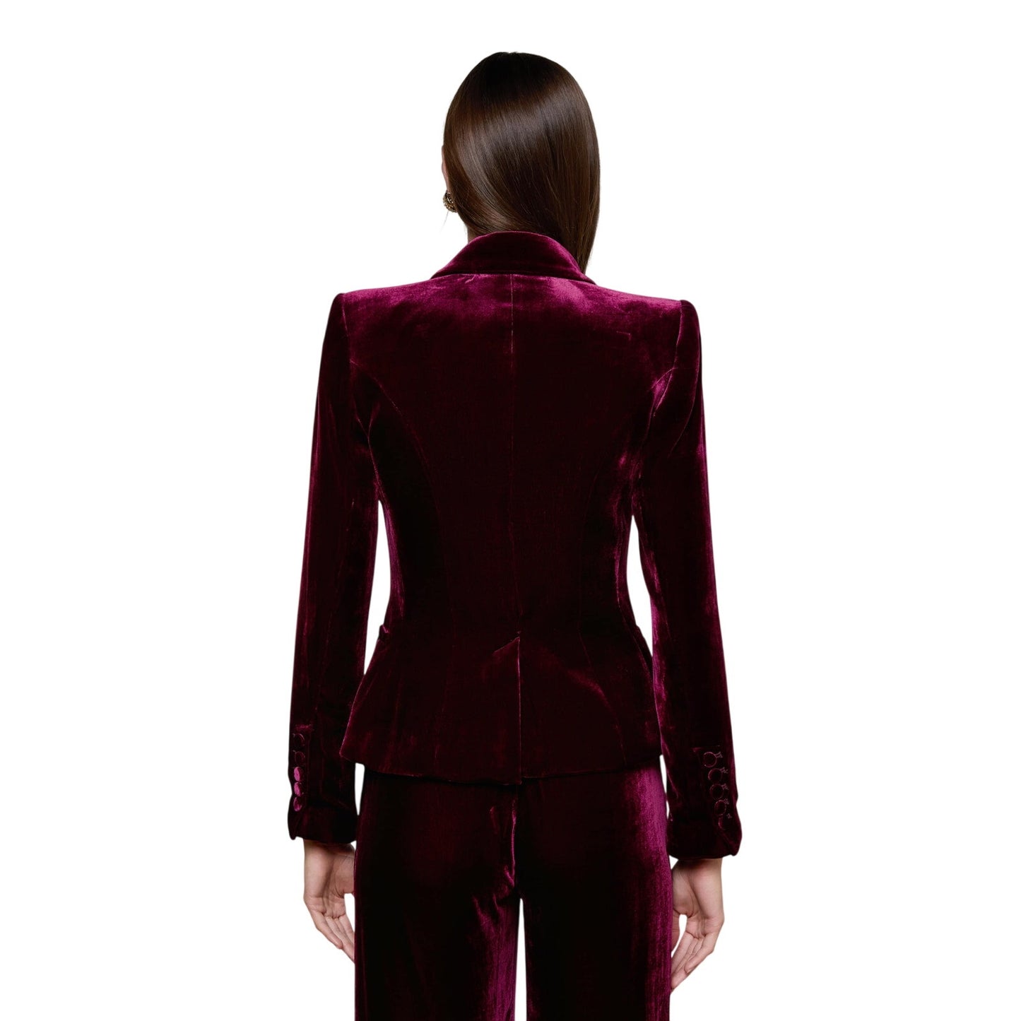 L'AGENCE Marie Silk Blend Double Breasted Velvet Blazer Dark Port Women's Sz 00